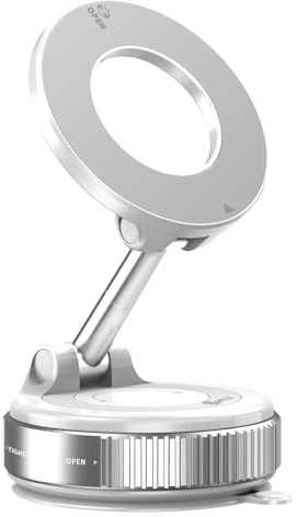 MSXTTLY Vakuum Magnetischer Handyhalterung Auto 2026 Upgraded Vmag-S1 für Magsafe Autohalterung, Handyhalterung Auto Magnet für Alle Handys, 360° Drehbar, Weiß