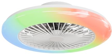 Epochglo Ventilador de Techo con Luz, 60W 4200LM 7 Cuchillas Reversibles, Lampara Ventiladors Techo RGB 3000K-6500K Infinitamente Ajustable, 6 Velocidades, y Mando, sin Aspas, Temporizador, Limpiable