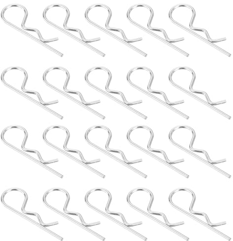 QZKJQDD 20 Pack Stainless Steel R Shaped Spring Cotter Pins, 3mm x 70mm R Clips, R Shaped Clips, for Household Appliances, Sports Equipment, Car Mechanics Repair (Silver)