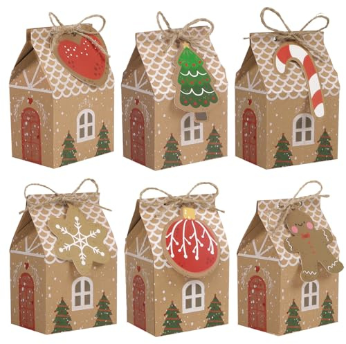 24 Stück Weihnachten Geschenkbox Häuser, Papier Adventskalender zum Befüllen Schokolade Schachtel Pralinenschachtel Geschenkkarton Geschenkschachtel für Weihnachtskalender Geschenk Dekoration