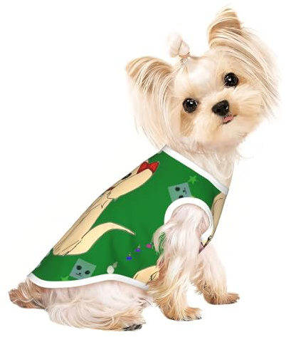T-shirt traspirante senza maniche con stampa di cane su erba - abbigliamento leggero per cani e gatti - canotta elastica