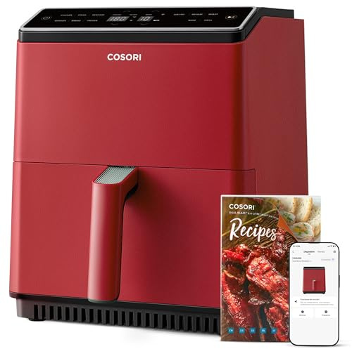 Cosori Freidora de Aire Dual Blaze 6,4L, Doble Resistencia, 11 Modos, WIFI | Inteligente con APP, Tiempo y Temperatura Ajustables, 90+ Recetas en Español por Chefs en App, Apta para Lavavajillas, Rojo