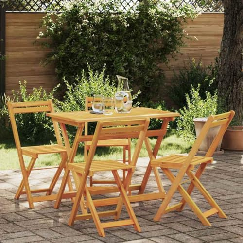 HOMEELIKE Klappbares 5-Teiliges Bistro-Set aus robustem Akazienholz f¨¹r Outdoor Nutzung