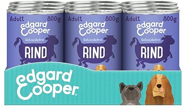 Edgard Cooper Nourriture Humide pour Chien au bœuf - 800 g x 6 cm - sans céréales - Ingrédients naturels et Viande fraîche - Plein d'acides aminés Essentiels