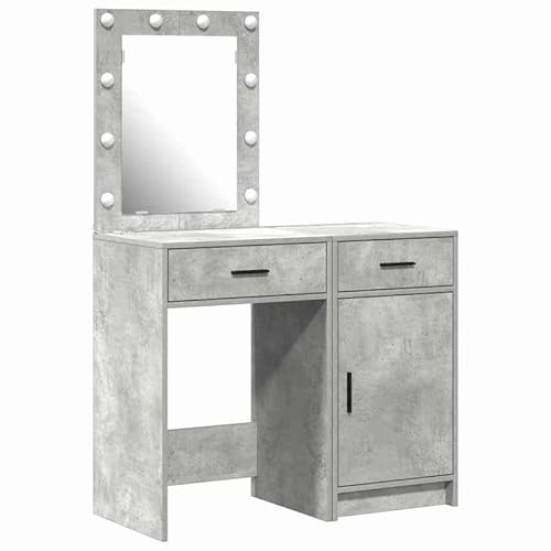 Eleganz Juego de tocador con puerta de 2 piezas, color gris, 50 x 41 x 135 cm, de material de madera, muebles que ahorran espacio para dormitorio - solución de almacenamiento elegante