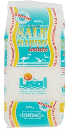 Lisal Sale Marino di Sardegna Iodato Grosso, 1 Kg, 12 Confezioni