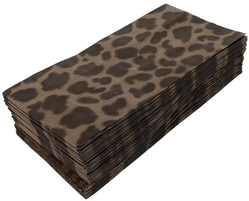 Healeved 50 Stück Bedruckte Leopardenmuster Papiertüten aus Lebensmittelechtem Papier Reißfest 23x12x7,5cm Party und Kekse Aufbewahrungstaschen für Snacks und Geschenke