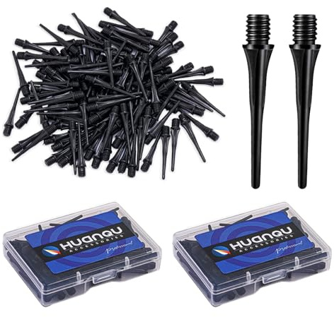 HUANQU 200er Soft Dartspitzen Set, Kunststoff 2BA mit 2 Boxen, Ersatzspitzen für Softdart & Dartpfeile mit Kunststoffspitze, passend für elektronische Dartscheibe, praktisches Dart Zubehör