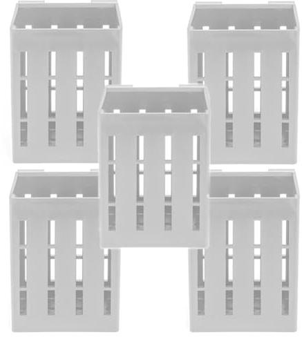 QOXEZY Lot de 5 pots de plantes en plastique à suspendre avec trous de drainage pour aquarium, culture aquaponique et jardins sous-marins (blanc)