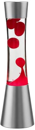 Easylight Lavalampe Retro 39,5 cm hoch Magma Tischlampe Rot Silber inkl. G9 Leuchtmittel Kabelschalter Dekolampe Tischleuchte Beistelllampe Jugendzimmer