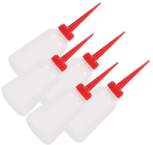 Homoyoyo Set 5 Bottiglie di Olio 250 Ml Beccuccio Lungo Rosso, Distributore in Plastica per Macchine da Cucire e Biciclette, Oliatore per Manutenzione Fai da Te e Accessori Ricamo