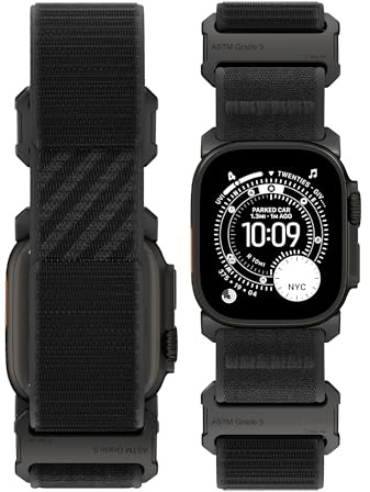 LULULOOK Titan 5 Armband für Apple Watch Ultra 3/2/1 Band 49mm 46mm 45mm 44mm, Luxus Nylon-Sportarmband mit Doppelseitigem Klettverschluss & DLC für iWatch Series 11 10 9 8 7 6 5 4 SE Herren Damen