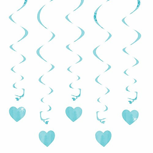 Oblique Unique® Deckenhänger Spiral Girlanden mit Herzen - Farbe wählbar (Hellblau)