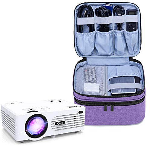 Luxja Beamertasche für Mini Beamer, Projektor Tasche Kompatibel mit APEMAN, QKK, DR.Q und Andere Mini- Beamer und Zubehör, 23 cm x 19 cm x 10 cm, Lila