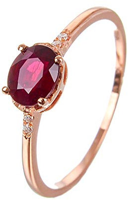 AMDXD 18K Rotgold Ringe 4 Klaue mit Rubin Trauringe Antragsringe Für Damen Rotgold Rot Gr.47 (15.0)