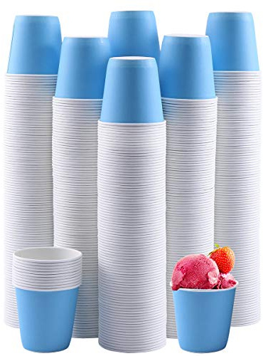 Turbo Bee 600 Pack 3 oz Disposable Paper Cups,Hot/Cold Beverage Drinking Cup,Small Blue Paper Cups for Bathroom and Mouthwash