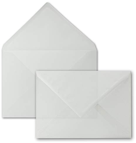 50x Briefumschläge DIN C5-162 x 229 mm - transparent-Weiß - Nassklebung - Premium Qualität - 92 g/m² - 16,2 x 22,9 cm - durchsichtige Kuverts - GUSTAV NEUSER