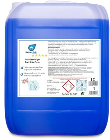 KaiserRein Sanitärreiniger Sani Blitz Clean 10 L I Urinsteinlöser I Urinsteinentferner Extra starker Profi WC Reiniger für Boden-Fliesen Urinsteinentferner extra stark