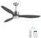 Ovlaim 132cm Smart-Deckenventilator mit Fernbedienung/APP/Alexa-Steuerung, 3 Flügel, 6 Geschwindigkeiten, umschaltbarer DC-Motor, geräuschlos, Holz-Deckenventilatoren, Grau