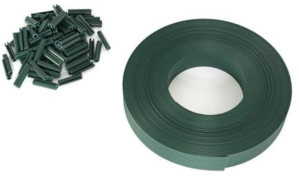 TERRE JARDIN Kit Lamelles Occultantes, PVC 60 m x 4,7 cm, Plus 100 Clips de Fixation - Kit Lamelle Brise Vue, Grillage Rigide et Clôture - Unité - Vert