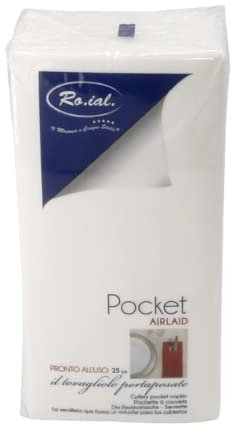100 Ro.ial White Luxury Linen Feel Embossed Airlaid Pre-Folded Cutlery Pocket Napkins (4 x Packs of 25)