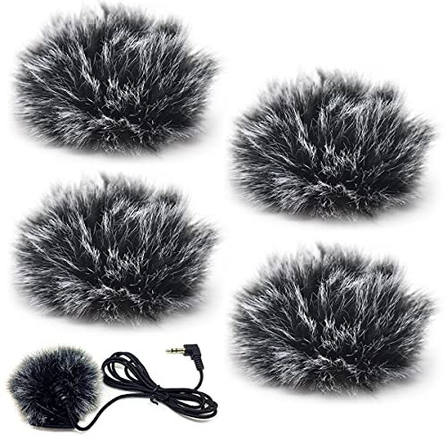 Yueser Lavalier Bonnette de Microphone, 4 Pcs Furry Windscreen Muff Bonnette Anti-Vent Housse de Mic pour Microphones Compacts Anti-Bruit (1cm)