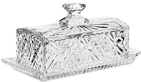 sararui Mantequera Caja de Mantequilla con Tapa de Vidrio Mantequilla de Mantequilla Caja de Recipiente Transmisor de Almacenamiento Tray Taily con Tapa de Cocina Tailware Mantequillera con Tapa