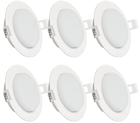 - 6x LED Einbaustrahler 230V GX53 weiß rund mit 10W Leuchtmittel neutralweiß Einbau Spots Decken Strahler Leuchte Spots Einbauleuchte Einbaurahmen GX53 + 10NW