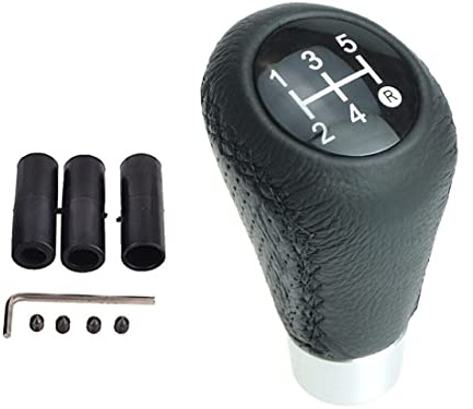 Universal Schaltknauf mit schwarzer Naht - Schwarz mit 3 Adaptern - 5 Gang
