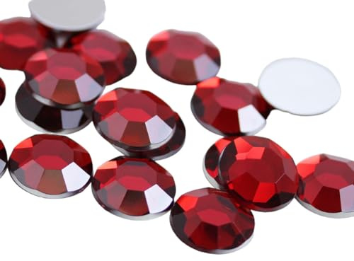H103 Acryl-Strasssteine mit flacher Rückseite, 15 mm, roter Rubin, Cosplay, Kunststoff, Schmuckherstellung, Basteln, Scrapbooking, Kostüm, Juwelen – 50 Stück