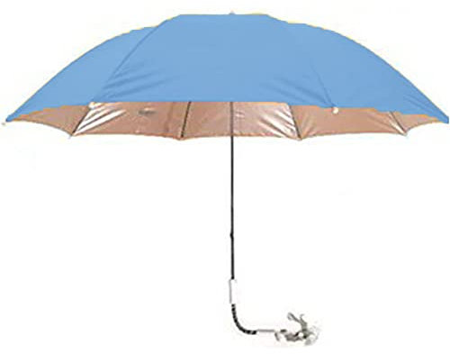 cosedacasa Ombrellone per sdraio sedia da mare spiaggia giardino piscina pieghevole 120 cm parasole con pinza inclinazione regolabile-celeste
