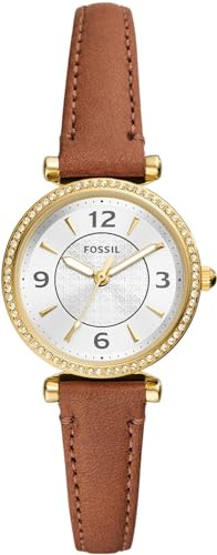 Fossil Damenuhr Carlie quarz/3 Zeiger Uhrwerk 28mm Gehäusegröße mit einem litehide™ Lederarmband ES5297
