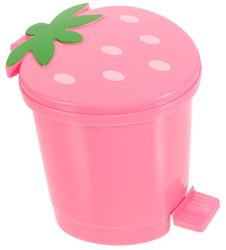 Zerodeko Poubelle à fraise mignonne avec couvercle à pédale corbeille Kawaii panier en papier déchiqueté seau à papier pour chambre d'enfant décoration