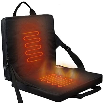 Faltbares Beheiztes Sitzkissen für Hüften, Beheiztes Stuhlkissen, Tragbares Heizkissen, Wiederaufladbar, Beheiztes Stadionkissen für Büro, Outdoor, Camping, Schwarz