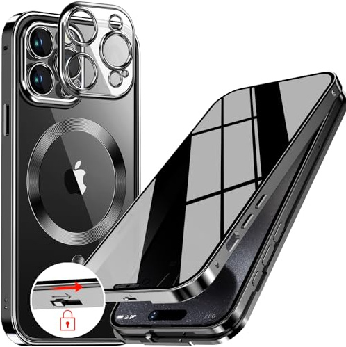 [Sicherheitsschloss] 360 Grad Hülle für iPhone 14 Pro Max – Schwarz
