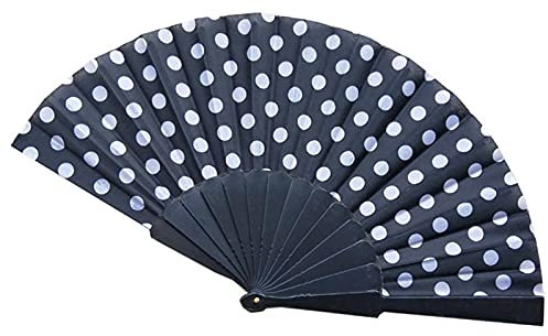Faltender Handfächer – 9 Farben, eleganter spanischer Handfächer aus Kunststoff, japanische Gepunktete Handfaltfächer, Geschenke, Tanzender Fächer, Hochzeitsdekoration, dekorativer Fächer (Farbe: 07)