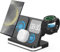 GLILAVOX 4 in 1 kabelloses Ladegerät mit Wecker Kompatibel mit Samsung,Induktive Ladestation für Galaxy Watch8/7/FE/Ultra Galaxy Z Fold7/Z Flip7/FE/S25Edge/S25/S24/S23 Ultra/Buds3 Ladestation(Schwarz)