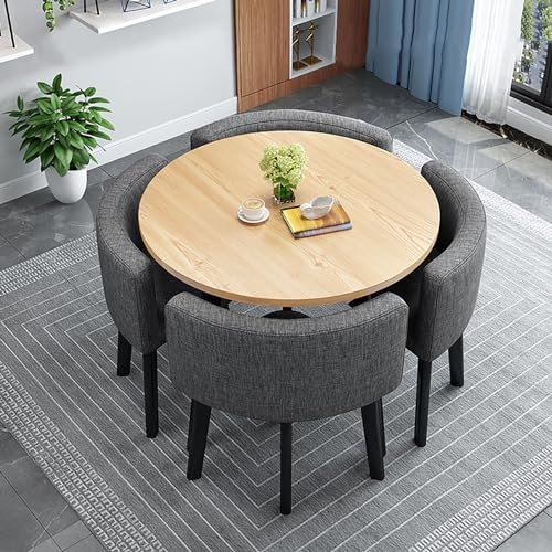 Modernes Rund Esstisch Mit 4 Stühlen Set,Küchentisch Und Stühlen,Besprechungstisch,Verhandlungstisch,Freizeit Couchtisch Set,Platzsparende Möbel,Esstisch Set Für Küche Esszimmer Büro Durchmesser 80 Cm