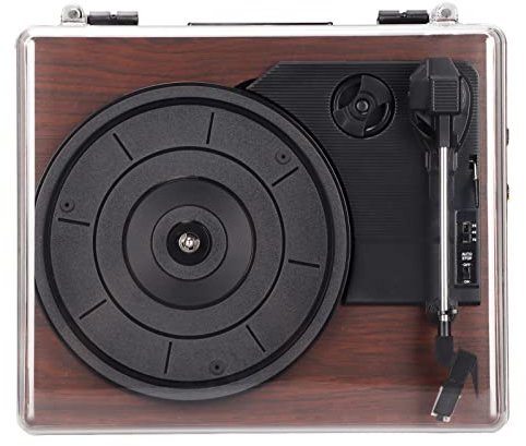 Cuifati Plattenspieler-Plattenspieler mit Integriertem Bluetooth-Empfänger und 2 Stereo-Lautsprechern, 3 Geschwindigkeiten, Plattenspieler-Phonograph mit Staubschutzhülle für (EU-Stecker