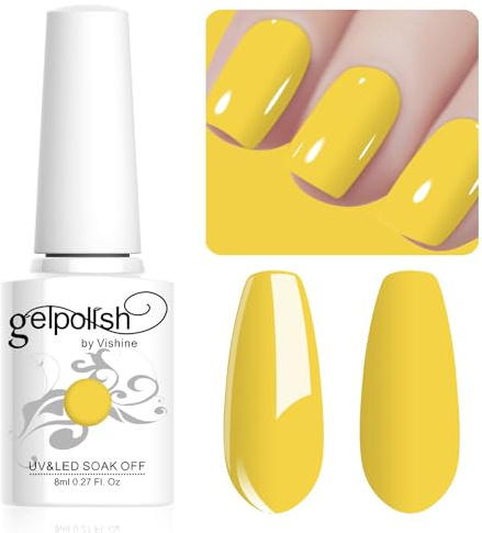 Vishine Gel-Nagellack, 8 ml, Gelb, Soak-Off, UV-LED-Nagellack für Maniküre und Nagelkunst, DIY – #056