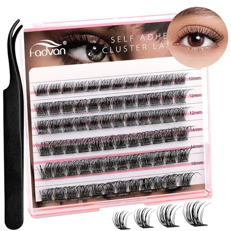 FADVAN Wimpernverlängerung, einzeln 0,07D Mix 10 – 16 mm, selbstklebend, tragbar, DIY, professionelle falsche Wimpern und Pinzetten (B03)