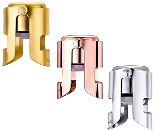 3 Pcs Champagne Pressure Stopper Stainless Steel Wine Bottle Sealer for Sparkling Wine and Beer Fresh Keeping Design Ideal for Preserving Carbonated Drinks