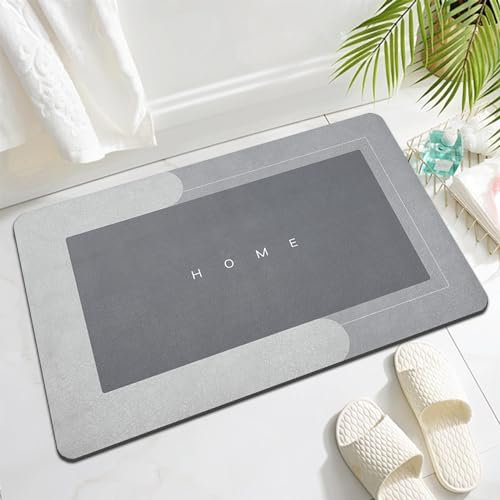 Topzywlc Alfombrilla de baño absorbente antideslizante antimoho 45 x 70 cm, secado rápido, alfombra mágica para baño, bañera, dormitorio, cocina, inodoro, puerta, mesa de lavado (gris claro