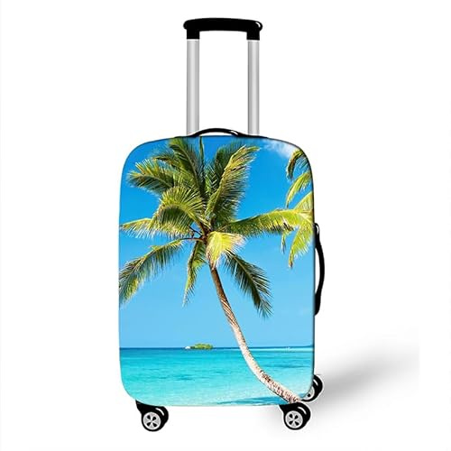 Highdi Kofferschutzhülle, Strand-Szenerie Elastisch Kofferhülle 18-32 Zoll Gepäck Cover Reisekoffer Hülle Trolley Case Schutzhülle, Luggage Cover Waschbare Staubdichte Kofferbezug (Palme,XL)