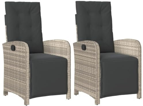 Gecheer 2 STK. Verstellbar Garten Liegestuhl, Gartenstuhl mit Fußteil, Relaxstuhl Sessel Sonnenliege Hochlehner Stuhl Gartensessel Gartenmöbel Poly Rattan