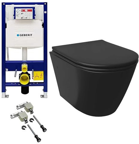 Alpenberger - Set completo per WC con cassetta di risciacquo, completo con kit Geberit Duofix, senza bordi e WC