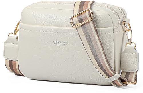 AIFILLE Axelväska för kvinnor, liten vegansk läder telefon crossbody väska med justerbar rem | stöldskyddsfickor med dragkedja | lätt handväska för kvinnor och flickor, Vitt, 22 x 16 x 8 cm