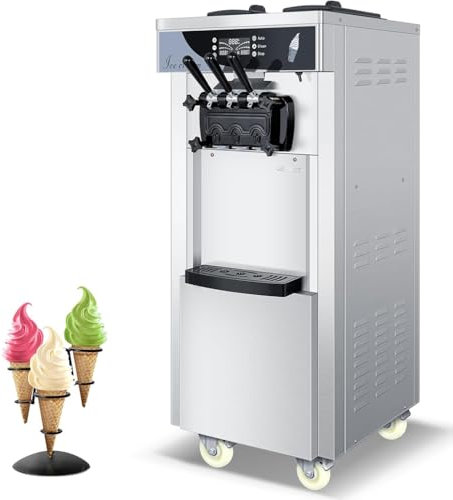 Good Homie Machine À Crème Glacée Molle Commerciale, 1800 W, 3 Saveurs, Rendement De 18 À 28 L/H, Machine À Crème Glacée Modèle Au Sol, pour Restaurants Et Snack-Bars