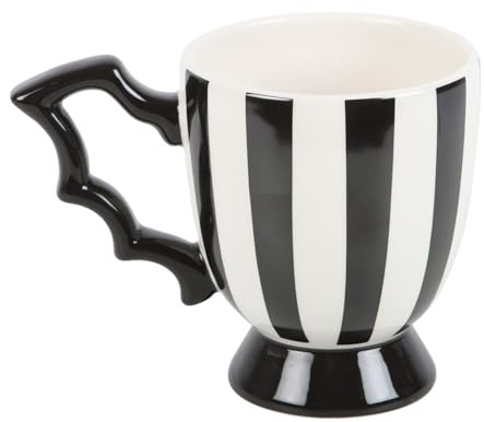 Striped Bat Wing Teacup - Unique Handcrafted Ceramic Mug with Halloween-Inspired Design, Ideal for Coffee, Tea, and Halloween Parties, 12 oz Capacity, Microwave and Dishwasher Safe