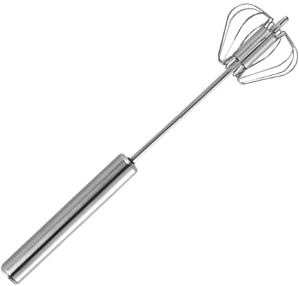 Edelstahl-Schneebesen – Edelstahl-Eierschläger | Handmixer Mit Schneebesen | Rotierender Halbautomatischer Schneebesen Mit Handschub | Handmixer Mit Milchaufschäumer Zum Schlagen, Zubereiten Von Sahne